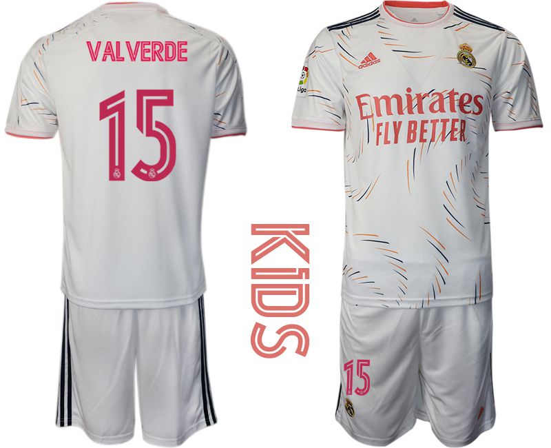 Youth 2021-2022 Club Real Madrid home white #15 Adidas Soccer Jersey->real madrid jersey->Soccer Club Jersey